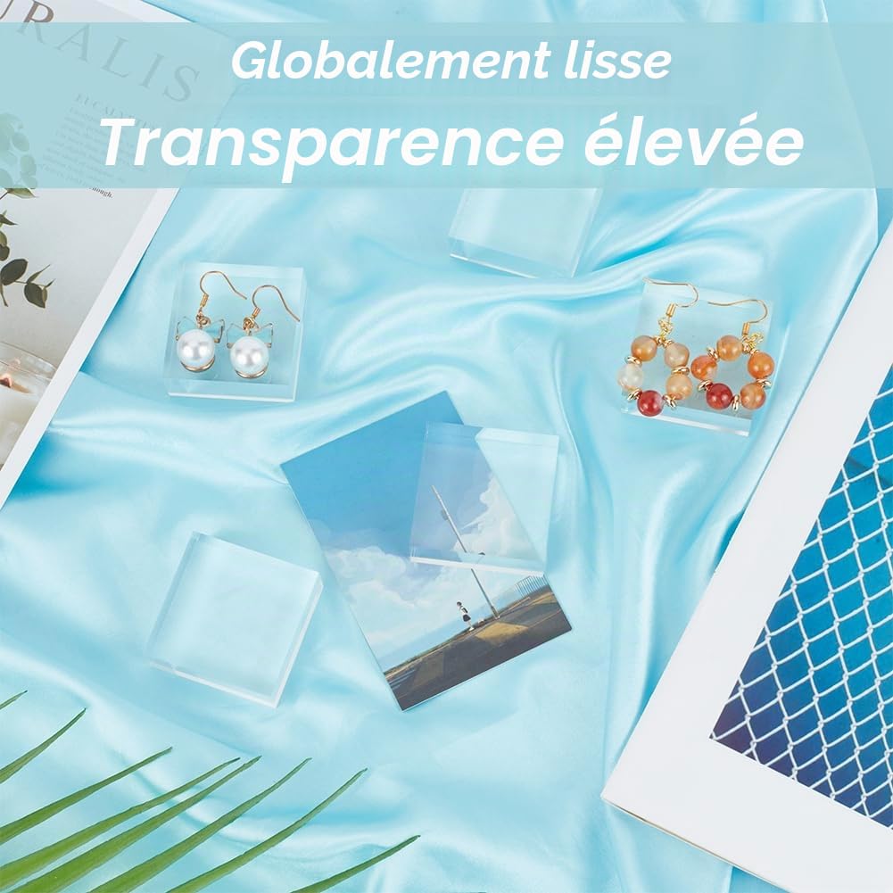 OLYCRAFT 6 Cubes d'Affichage en Acrylique Transparent 4x4x1.5cm pour Bijoux
