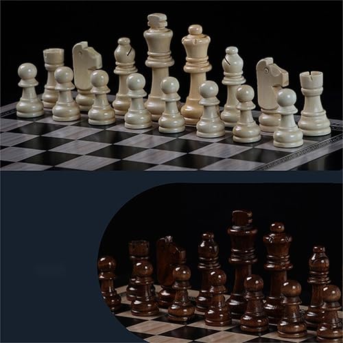 Miniatura 2 de Juego de ajedrez de madera de 15 pulgadas, tablero de tamaño grande, cajón de almacenamiento integrado, 2 reinas adicionales, piezas de ajedrez de