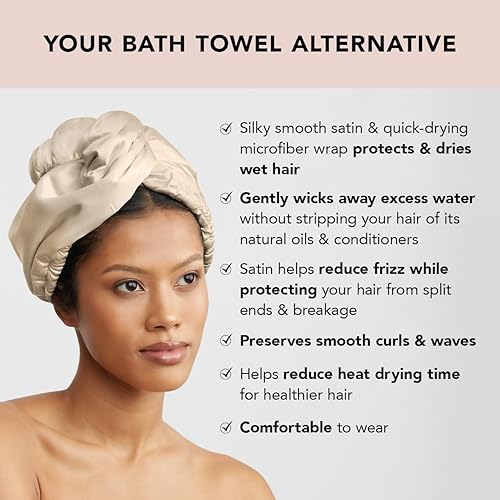 Miniatura 3 de Kitsch Toalla de cabello de satén de secado rápido para mujer toalla absorbente para cabello mojado toalla de cabello de secado rápido para cabello