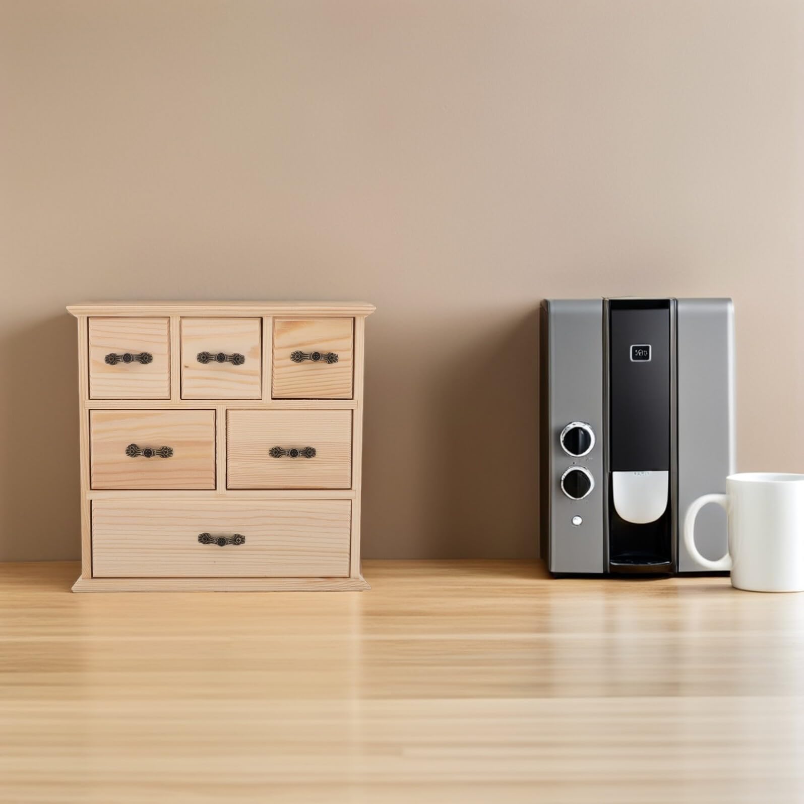 6cajones Caja de Almacenamiento de Escritorio de Madera con Pequeños Organizador de Escritorio para Suministros de Oficina y Papelería de Mesa