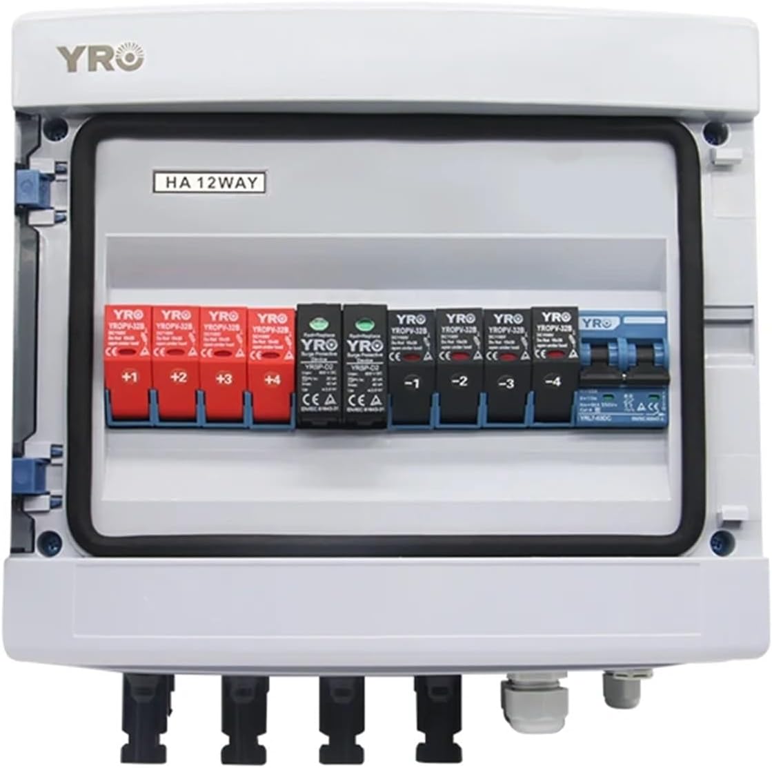 4 in 1 Out 550V Solar PV Combiner Box with Lightning Protection DC Fuse MCB SPD Waterproof