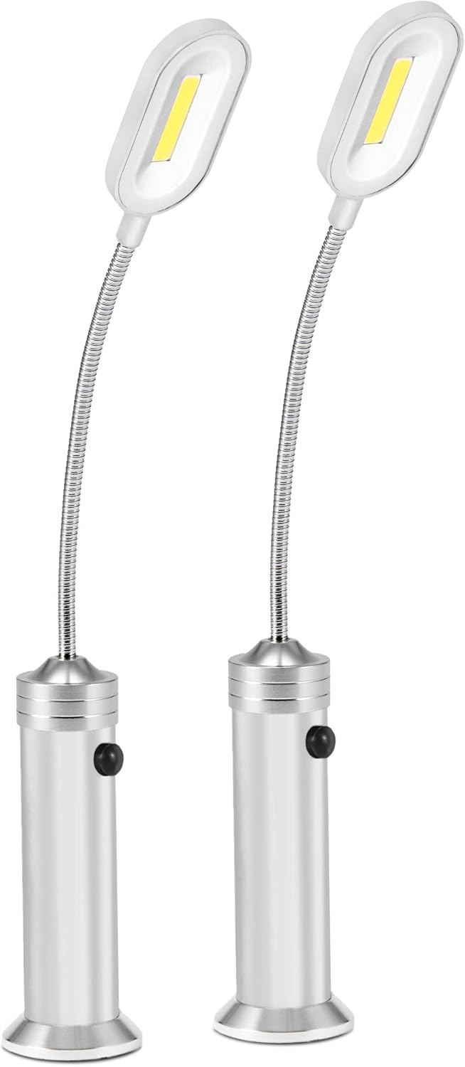 BBQ Grill Lights Magnetic Base Super-Bright LED Lights-360 Degree Flexible Gooseneck, Weather Resistant, Task Lighting Barbecue Grilling, 2 Pack (Silver)