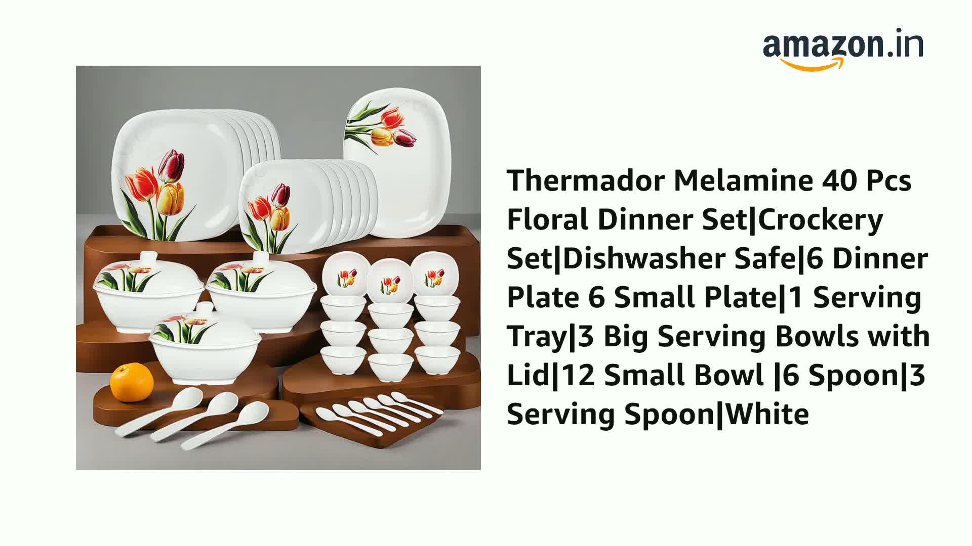 Thermador Melamine 40 Pcs Floral Dinner Set|Crockery Set
