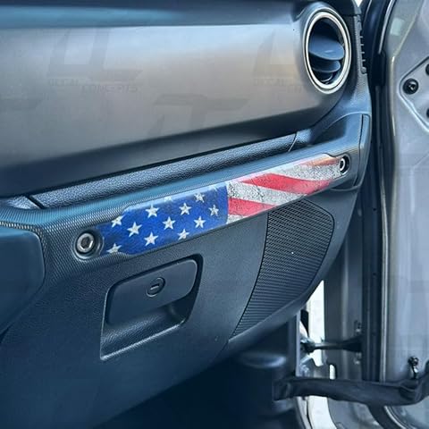 Decal Concepts American Flag Passenger Grab Bar Handle Accent Decal Kit - (Fits Jeep Gladiator 2020-2024) (Red-White-Blue Distressed) Cover