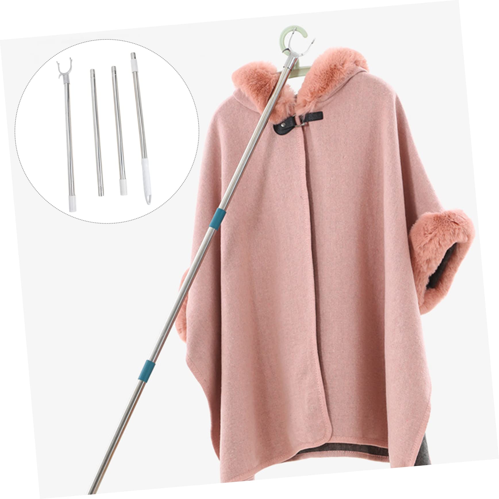 CIYODO Splicing Closet Hook Pole Clothes Reach Tool for High Places Lightweight Design for Easy Hanging Clothes for Wardrobe and Balcony Use