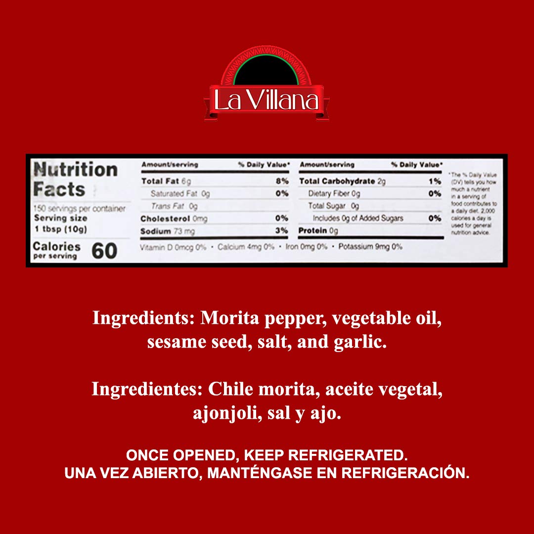 La Villana - Chili Morita - Authentic Mexican Hot Sauce-Salsa - Medium Heat - 3 Pack - Gluten-Free - 8.8 oz per jar