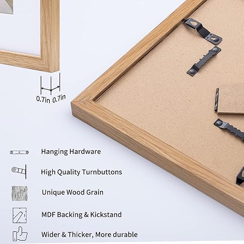 Miniatura 6 de Axeman Portarretratos de 5 x 7 pulgadas con paspartú para 4 x 6, marcos de fotos de madera maciza de roble con vidrio templado, marco de fotos