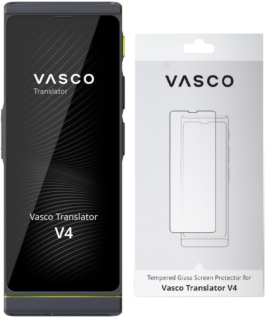 Vasco V4 Language Translator Device with Free Lifetime Internet in Almost 200 Countries + Vasco Tempered Glass Screen Protector