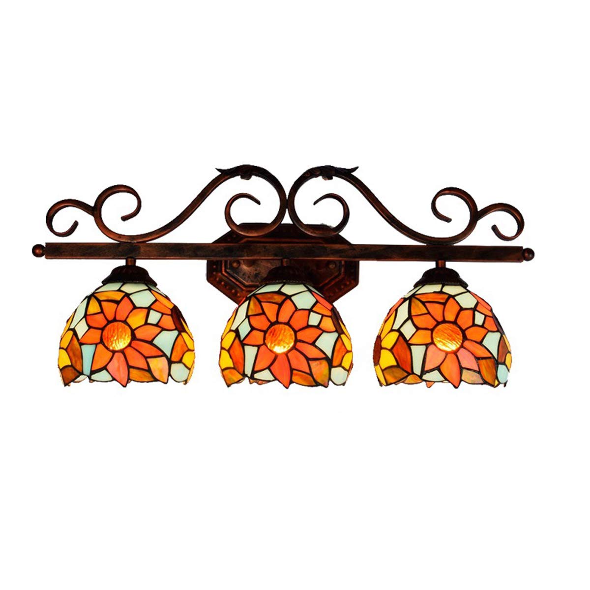 Lámpara de espejo de girasol Tiffany vintage para maquillaje iluminado en baño y dormitorio