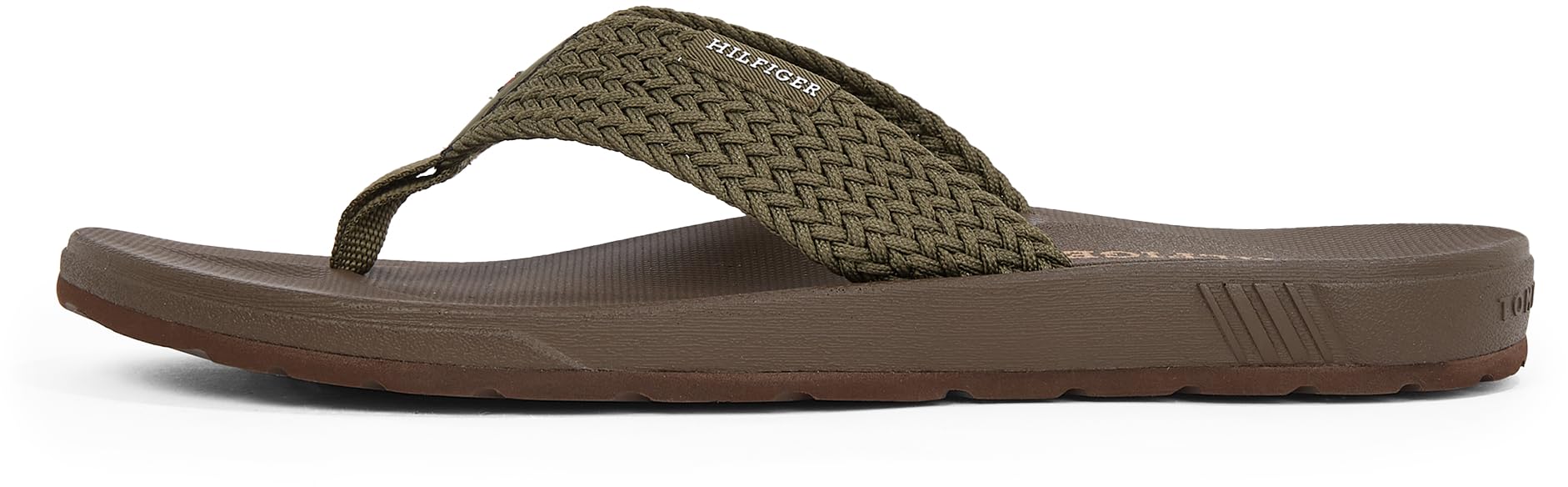 Tommy Hilfiger Men’s Moulded Flip Flops with Woven Straps, Green (Army Green), 8