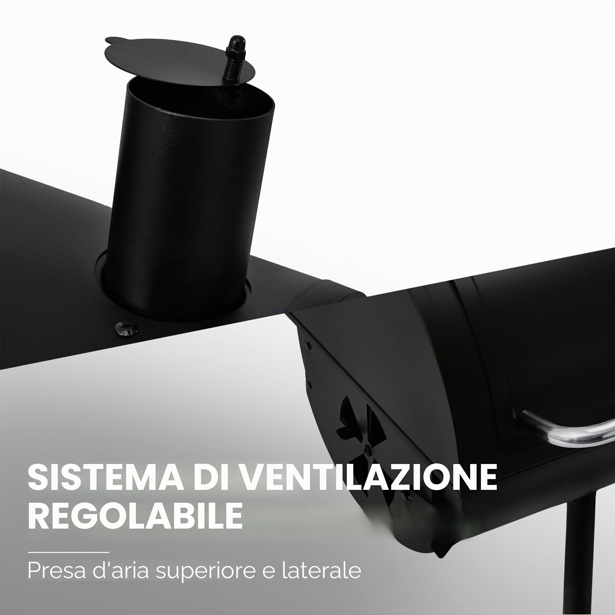 Royal Gourmet BBQ - Barbecue a carbonella e affumicatore offset | superficie quadrata 800 pollici, per campeggio | nero, modello CC1830S