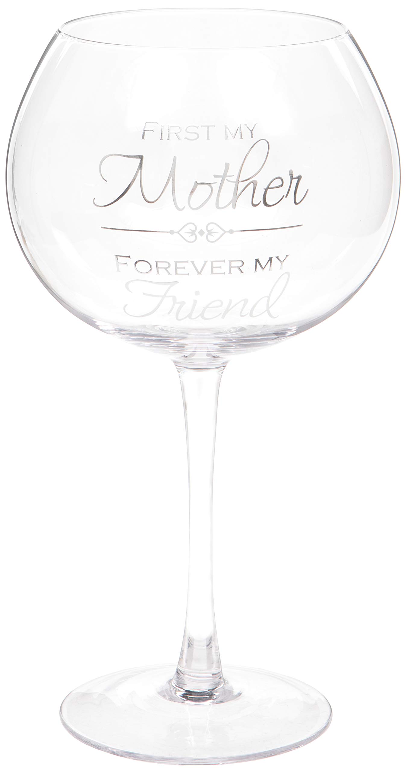 First My Mother Forever My Friend Sentiment Gin Glass with Hearts - 625ml