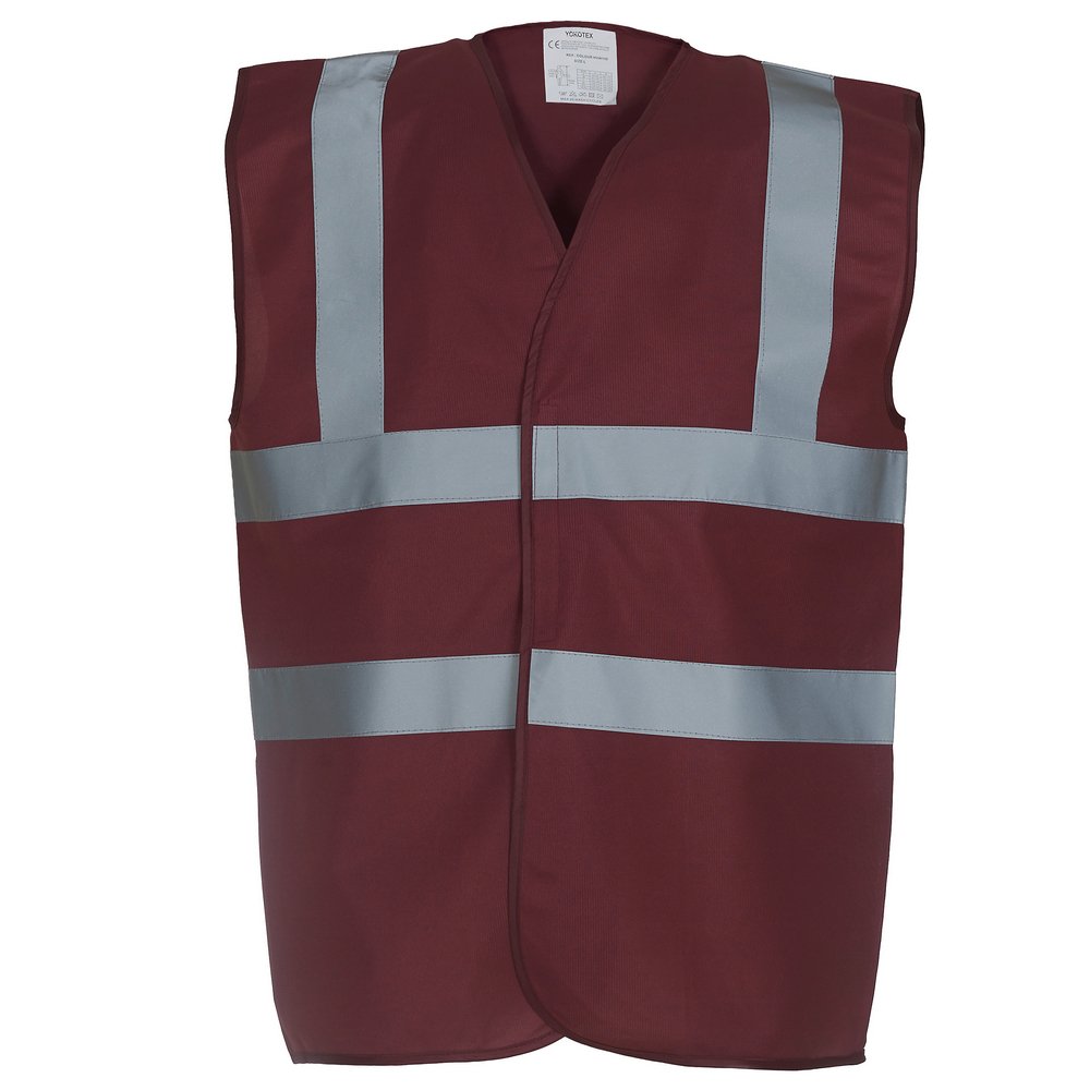 Yoko Hi vis 2 band and braces waistcoat (HVW100) Maroon S
