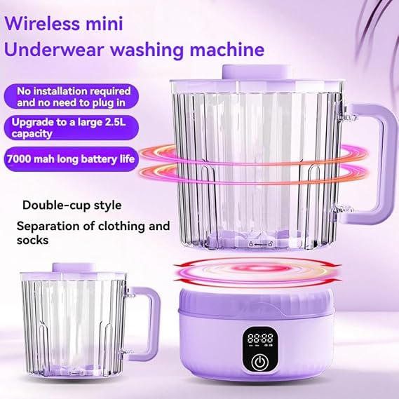 Deep Cleans Small Clothes Underwear Washer- Upgrade 2.5L Large Capacity Mini Portable Washing Machine
