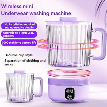 Deep Cleans Small Clothes Underwear Washer- Upgrade 2.5L Large Capacity Mini Portable Washing Machine