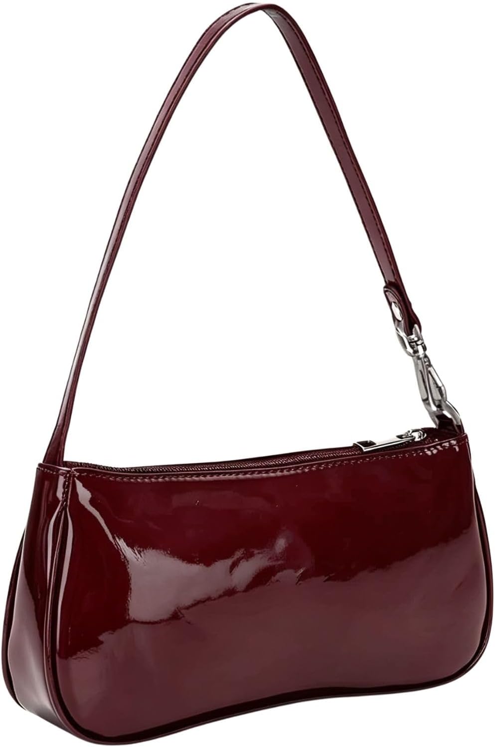 Retro Patent Shoulder Purse, Glossy PU Leather Small Handbag for Daily Commute & Casual Outings