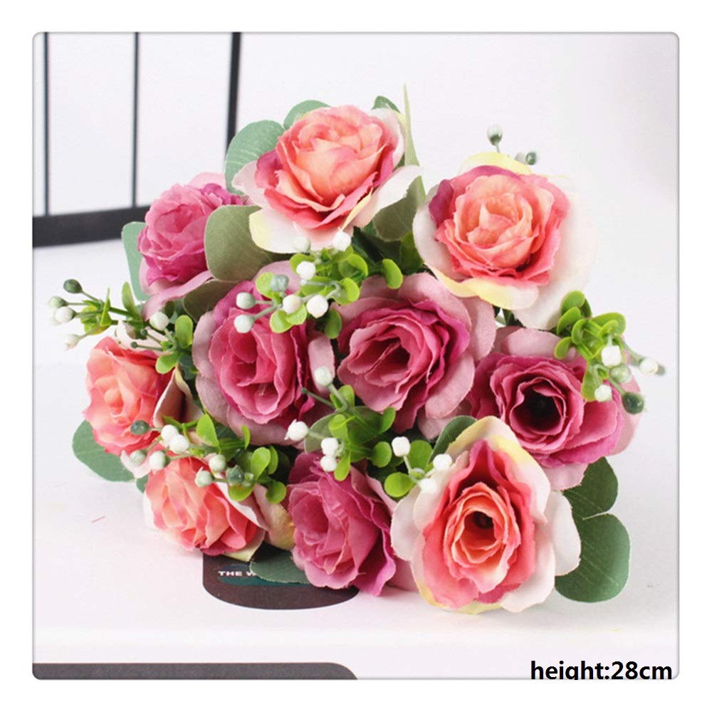 Bouquet di Fiori Artificiali Perla Europea Rose di Alta qualità Falsi per La Casa Decorazioni per Feste Cerimonia Fiori Regalo 28cm