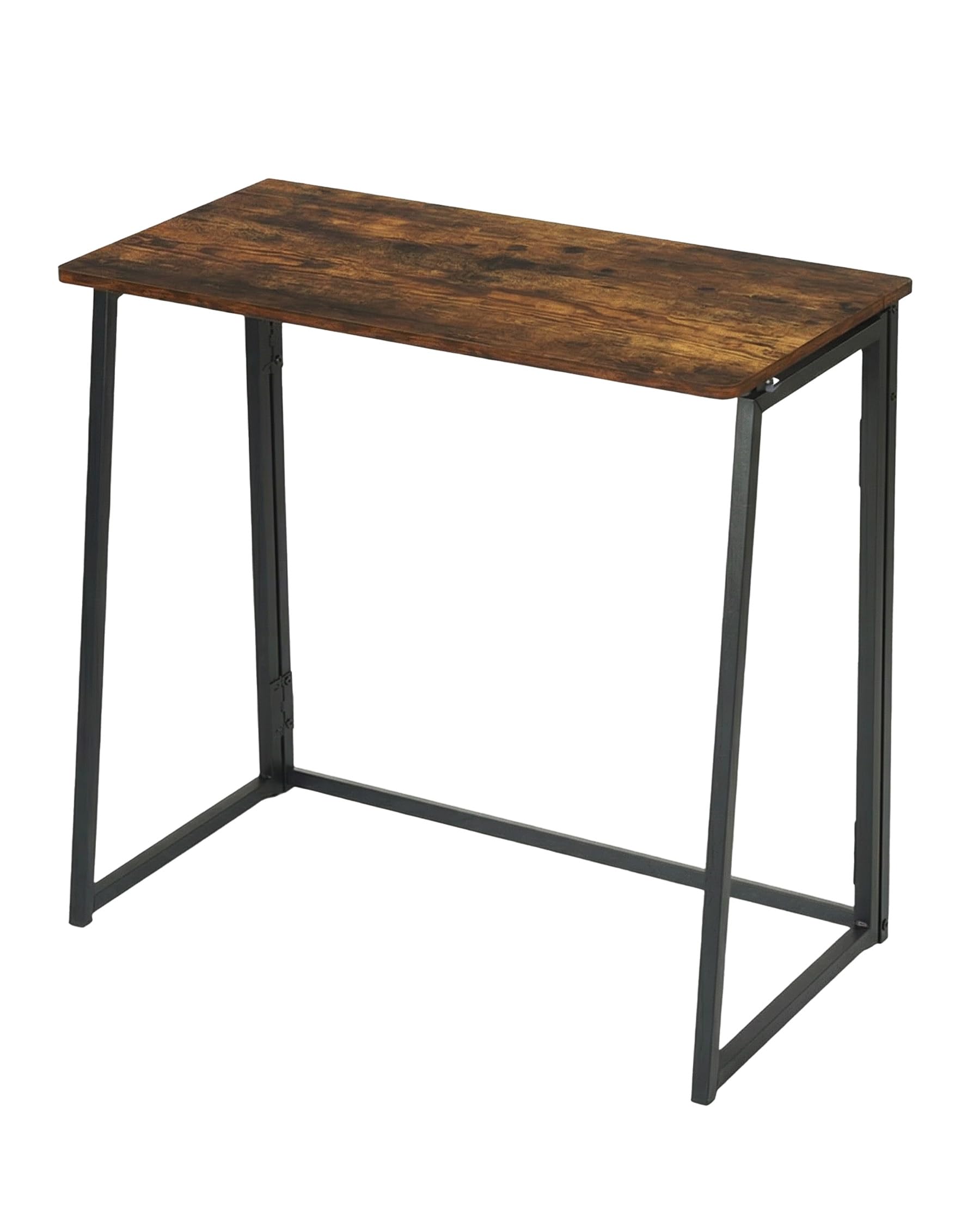 Scrivania pieghevole, 80 x 40 cm, effetto legno bruciato, facile da montare, piccola scrivania con telaio nero, perfetta per arredamento in stile industriale