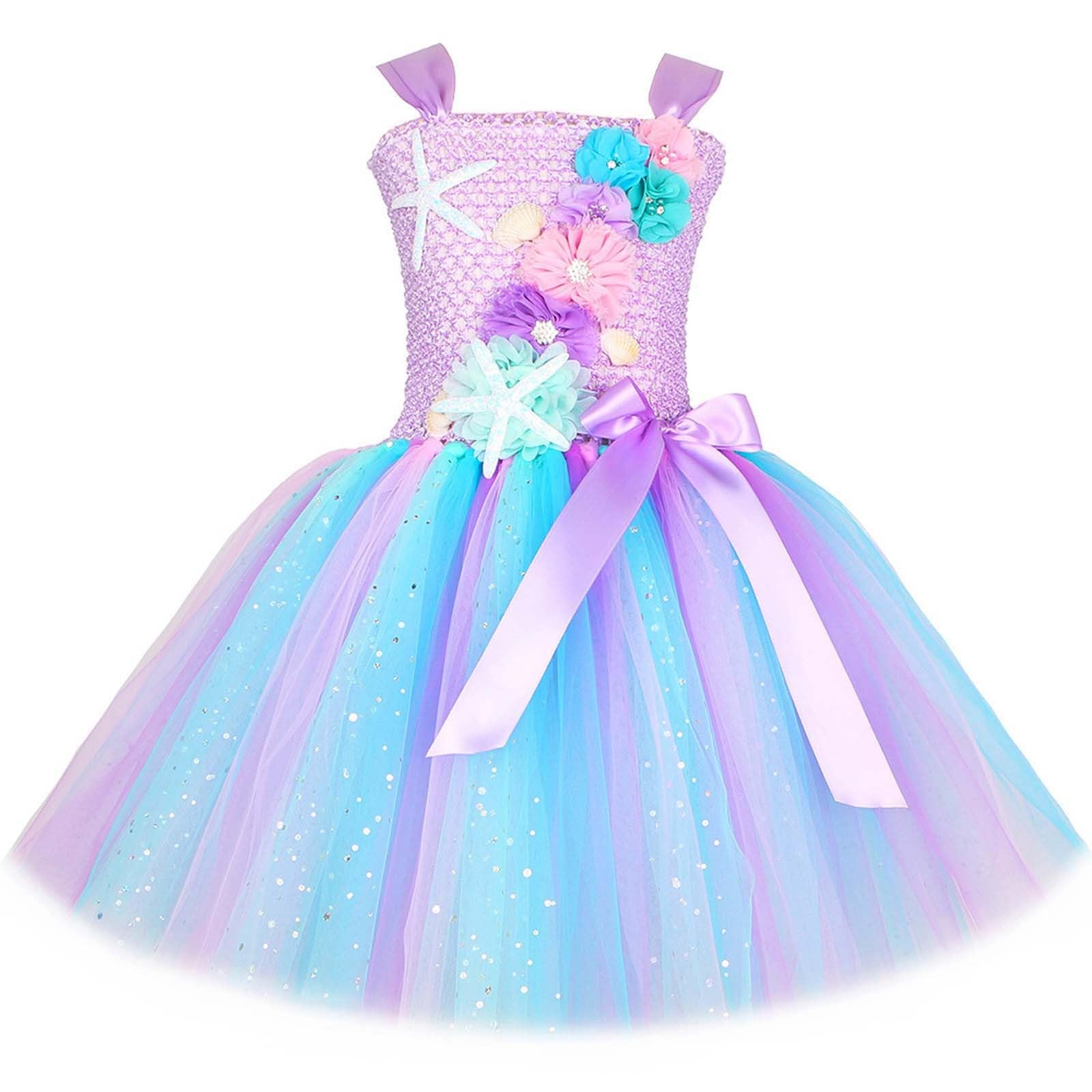 Costume Carnevale Ragazza 14 Anni-Vestito da Bambina con tutù e Paillettes Scintillanti, Gonna a Strati in Rete per Feste di Compleanno e Halloween