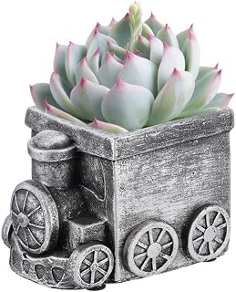 Toyvian Retro Creative Car Flower Pot Succulent Planter for Cactus Violets | Cement Build, Drainage Hole, Elegant Minimalist Style, Suitable for Bathrooms and Home Office Decor