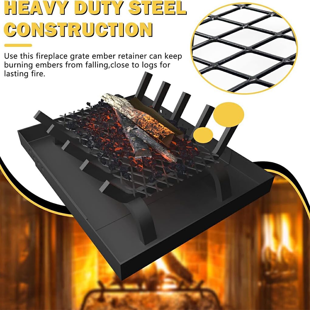 Robuster Kaminrost aus Stahl für Holzöfen, Kaminrost aus Metall, Glutrost für Feuerstelle, Rost aus Gitterrost, 7.5 * 11.8 Zoll