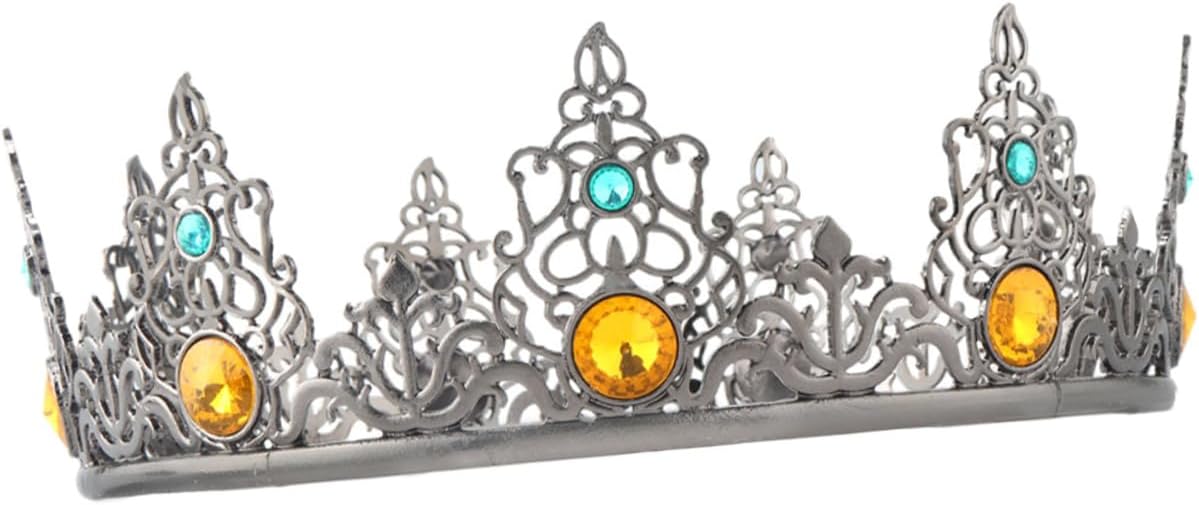 Men’s Vintage Metallic Royal Crown, Decorative Shiny Birthday Prince Circlet Hat for Adult Party, Baroque Style Headwear Accessory