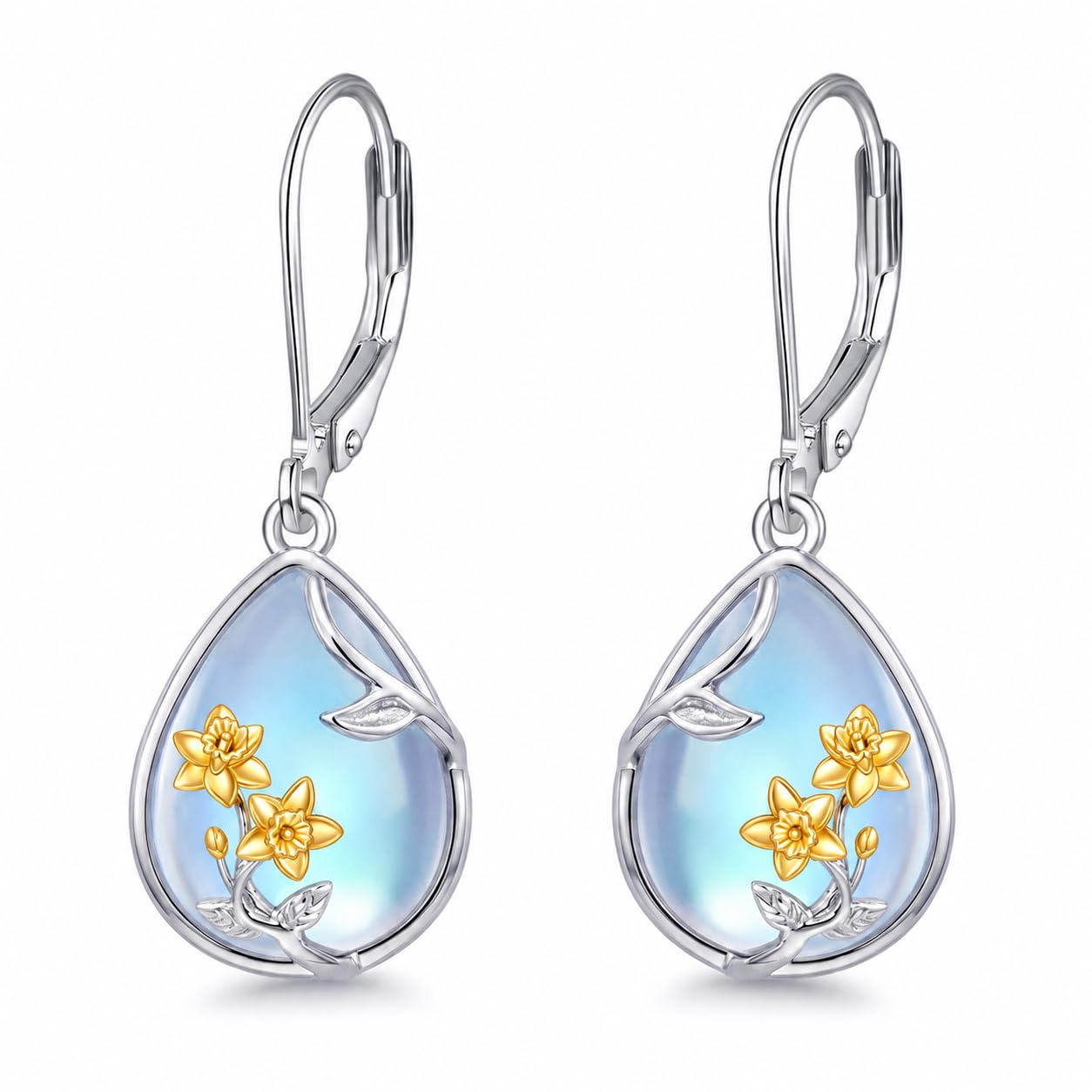 Scottish Thistle/Sunflower/Violet/Daffodil/Orchid Earrings Sterling Silver Flower Dangle Dangling Drop Boho Earrings Jewelry Gifts for Women