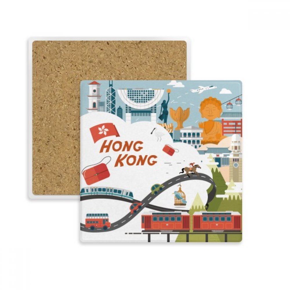 Cadeau coaster Hong Kong multicolor en pierre pour amateurs de thé