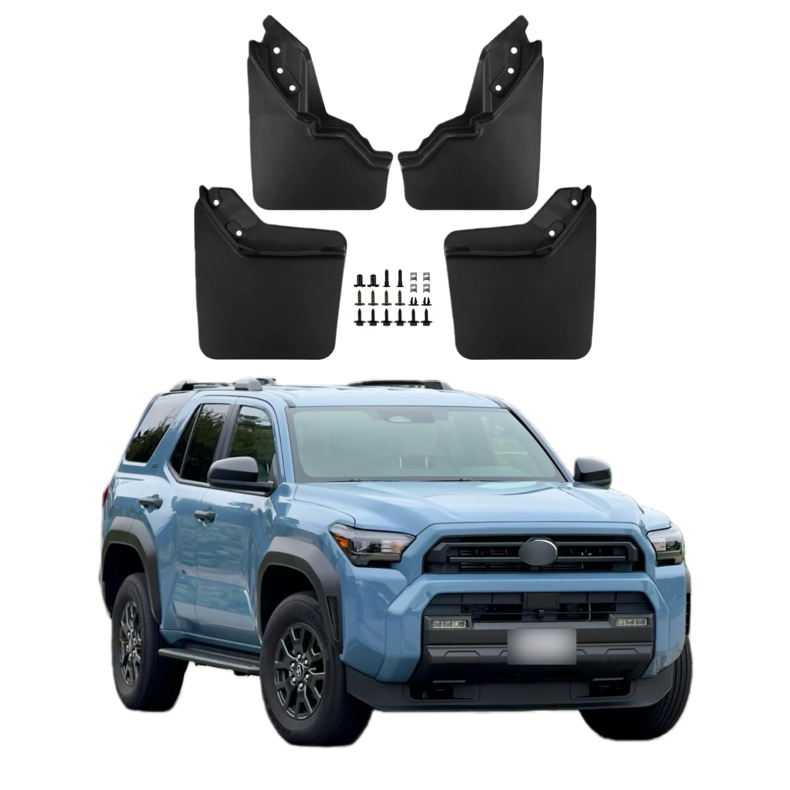 No Drill Mud Flaps Splash Guards Compatible with Toyota 4Runner 2025-2026(Not Fit TRD Pro Trailhunter)，OEM Style Textured Black Custom Fit All Weather Exterior Accessories(4PCS)