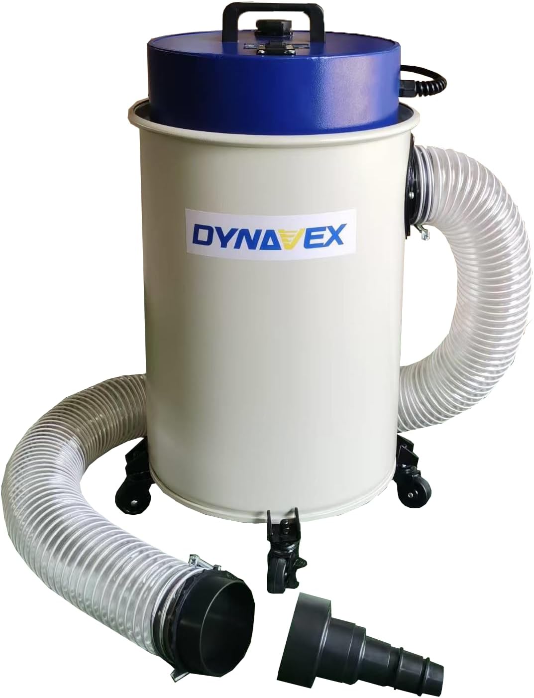 DYNAVEX 142CFM, 10-Amp 5-Micron Woodworking Dust Extractor with 12-Gallon Collecting Bucket and Mobile Wheels, Linked Switch