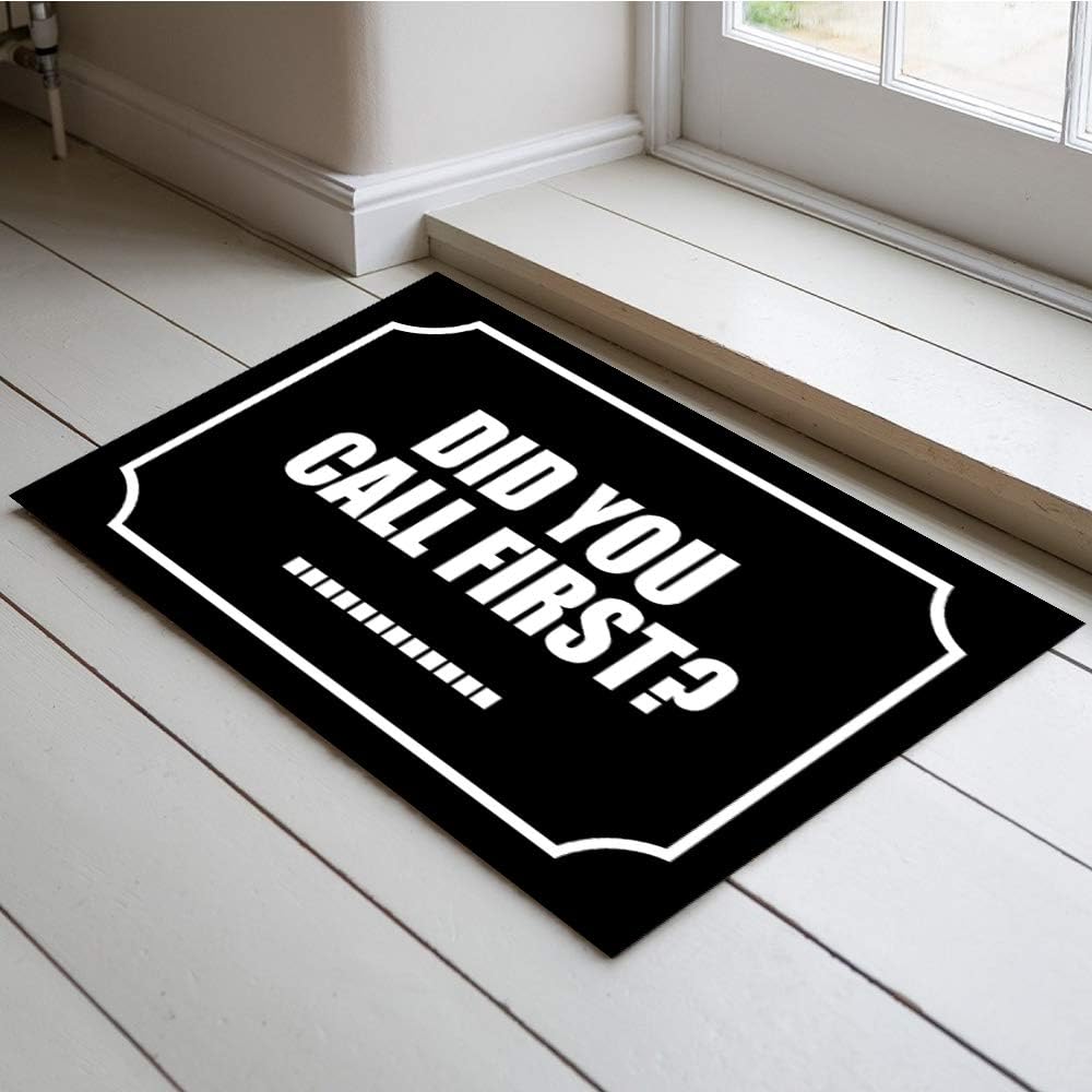 Jackey&Smith Welcome Mat | Did You Call First 01 Door Mat for Front Door | Entryway Outdoor Floor Mat | Non Slip Doormat 23.6-Inch by 15.7-Inch