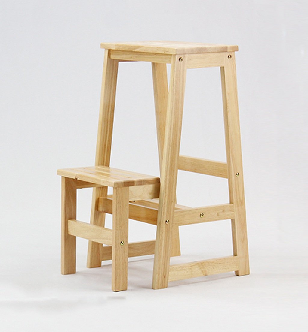 Escalera de madera de dos escalones plegable para ganar espacio y altura en casa