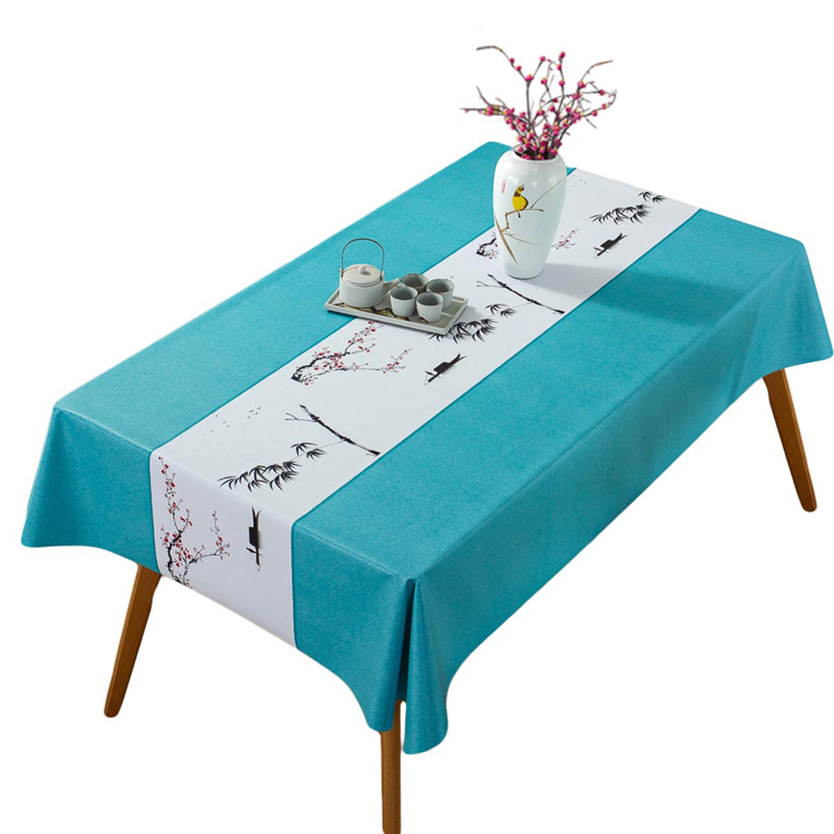 Nappe de table PVC étanche verte 140x300 serviette couverture de table cuisine anti tache