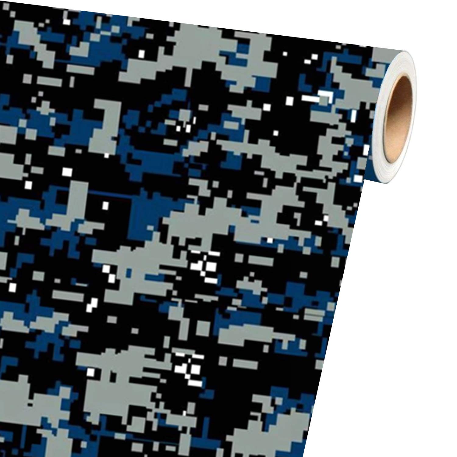 Sky Auto INC Digital Blue Camouflage Vinyl Car Wrap Film Sheet + Free Cutter & Squeegee (40ft x 5ft / 480