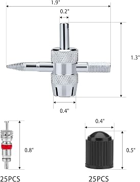 56Pcs Valve Stem Removal Tool, Valve Cores, 4-Way Valve Tool, Valve Core Remover Tool, Valve Stem Caps