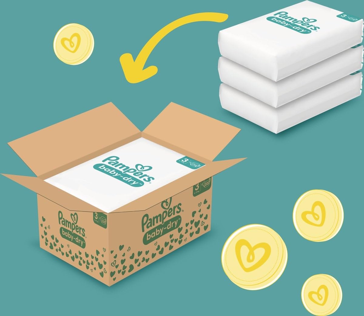 PAMPERS Windeln T3 - Das Paket mit 112 Windeln