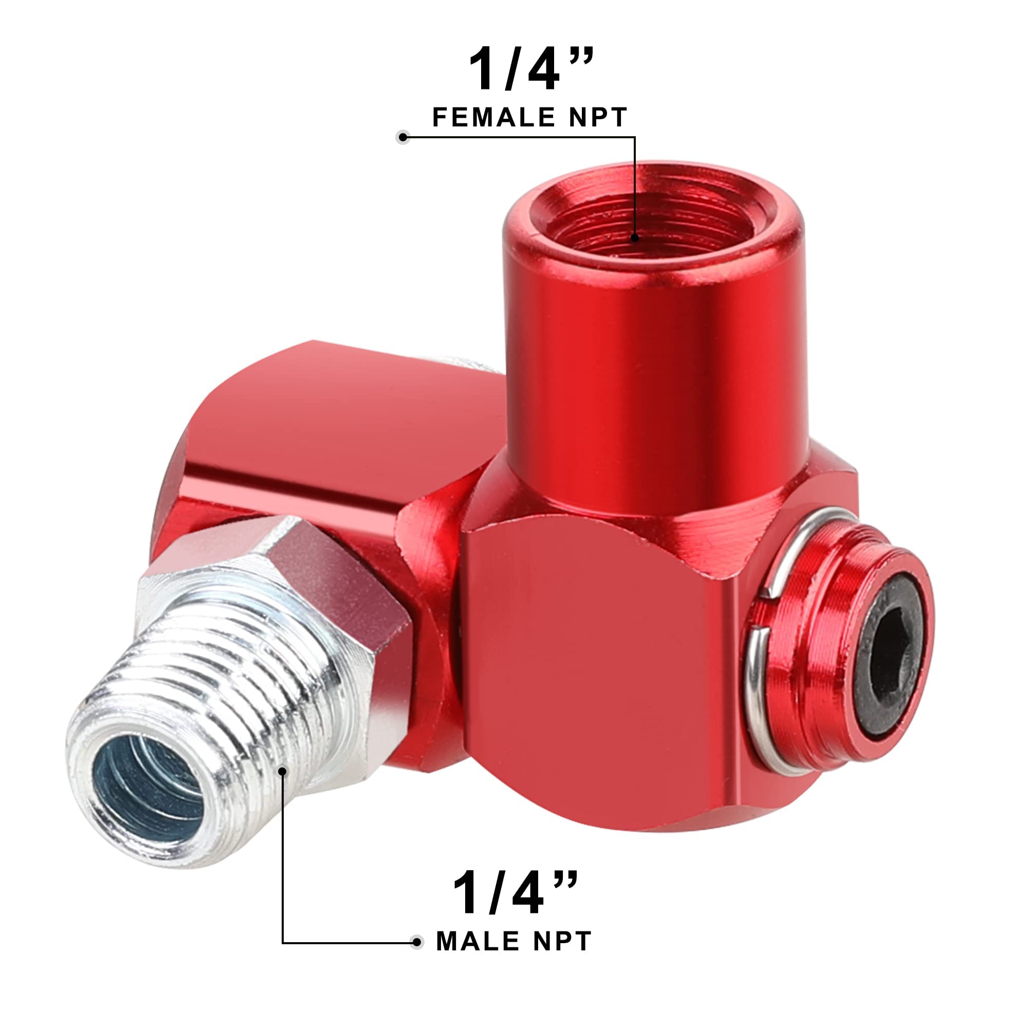 4-Pack 1/4 Inch NPT Swivel Air Hose Connectors – 360° Rotatable Aluminum Fittings For Pneumatic Tools, 150 PSI Max, Prevents Hose Kinking - View #11