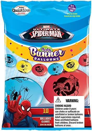 Party Banner Balloons 10 Count Marvel's Spider-Man Quicklink Banner Balloons, 12-Inch #TOP2