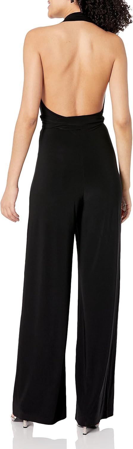 Norma Kamali womens Halter Wrap Straight Leg Jumpsuit - Image 2