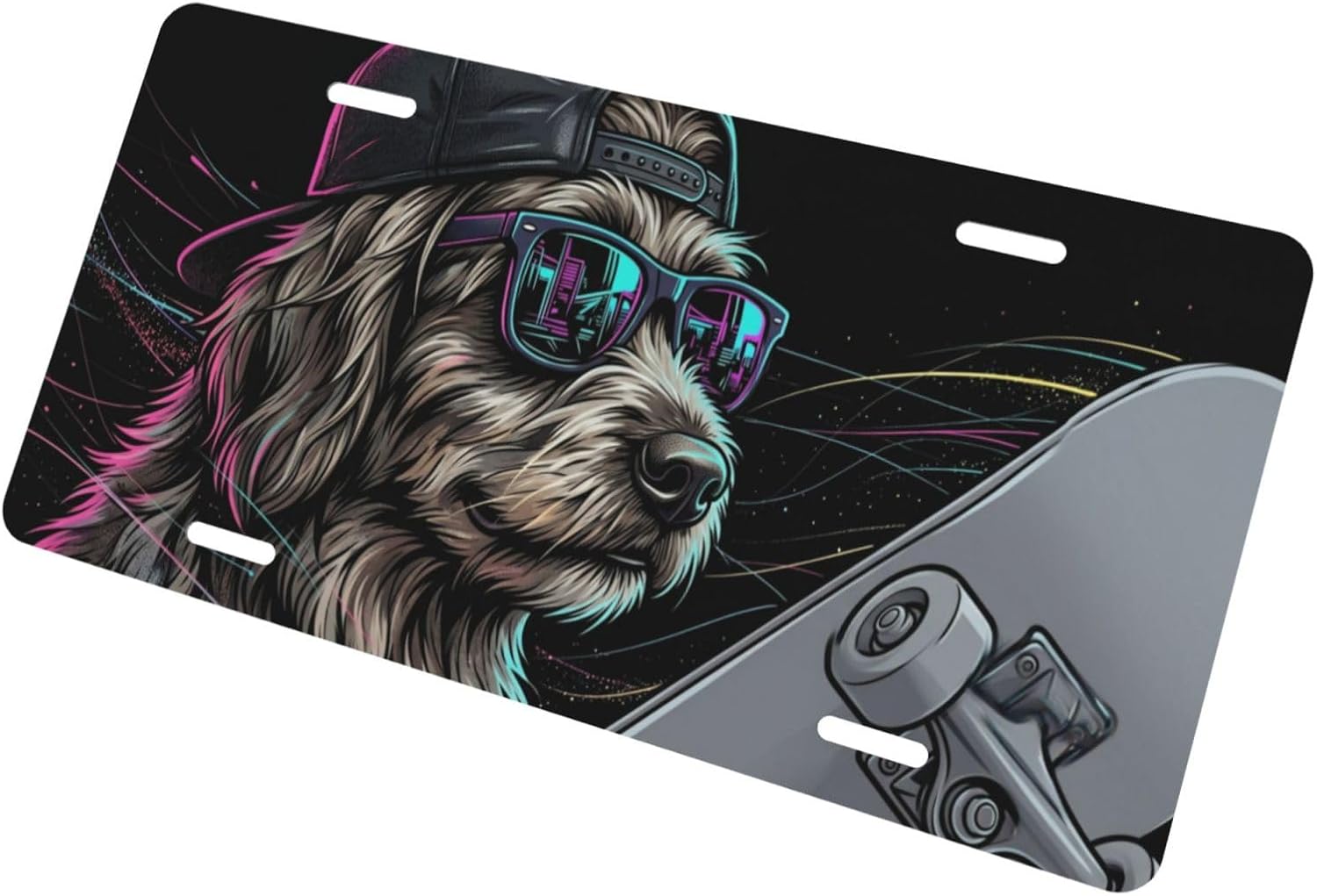 Cool Dog Sunglasses Decorative License Plate 6x12 Inch Aluminum Car Tag image 3