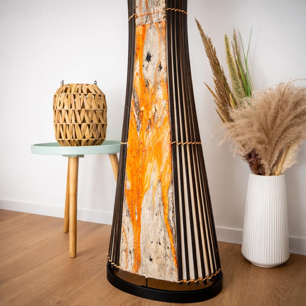 Mienloco Asiatische Stehleuchte 150cm Designer Stehlampe Naturlampe Leuchten Bali Deko (L8)