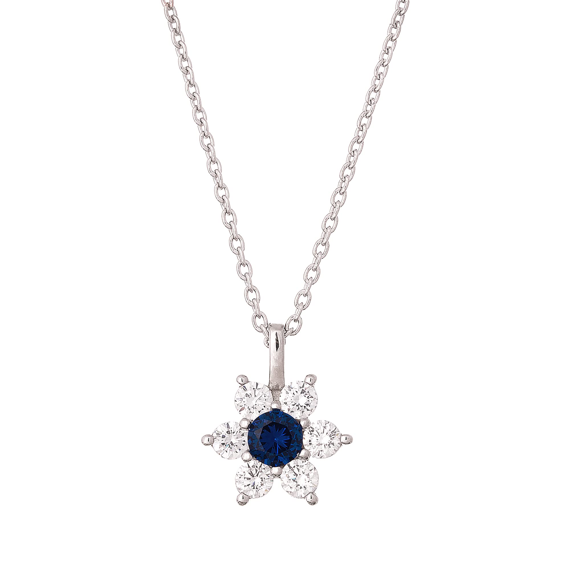 Ornate Jewels 925 Silver Round Blue Sapphire and AAA Grade American Diamond Flower Pendant Necklace with 18 Inch Chain for Women and Girls (B09J8THHJN) Amazon Price History, Amazon Price Tracker