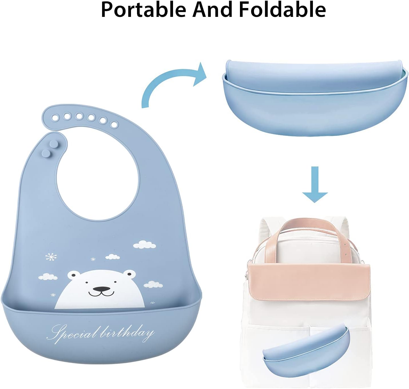 Baby Silicone Feeding Bibs, 3pcs Adjustable Waterproof Bibs for Feeding image 5