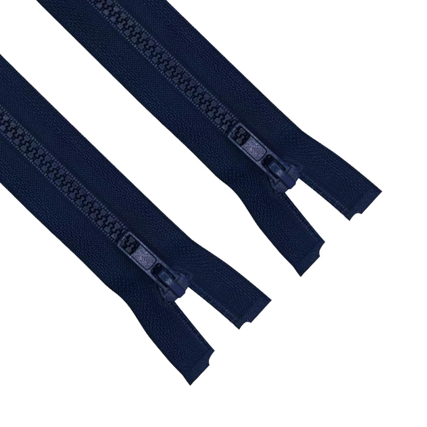 ANPURZII 2PCS #5 24 Inch Deep Navy Blue Separating Jacket Zippers for Sewing Coats, Molded Plastic Bulk Zippers(DeepNavyBlue 24" 2PCS)