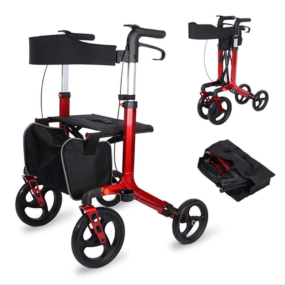 Walker,Rollator Walker z siedzeniem, składany Rolling Walker Regulacja wysokości Wózek na zakupy ze stopu aluminium dla seniorów Skuter czterokołowy little surprise