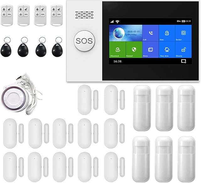 UGPET Wifi Alarm System PG-107 4G Tuya Wireless Home WIFI GSM Home Security With Motion Detector Sensor Burglar Alarm System (Color : R, Size : E)