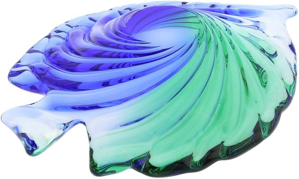 GlassOfVenice Murano Glass Sommerso Leaf Bowl - Green Blue