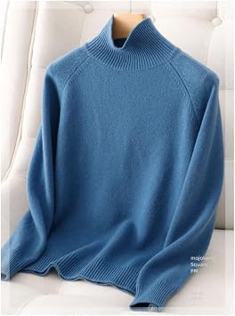 Women's Solid Turtleneck Cashmere Knit Sweater,Wool Fall Winter Casual Long Sleeve Sweaters Crew Neck Pullover