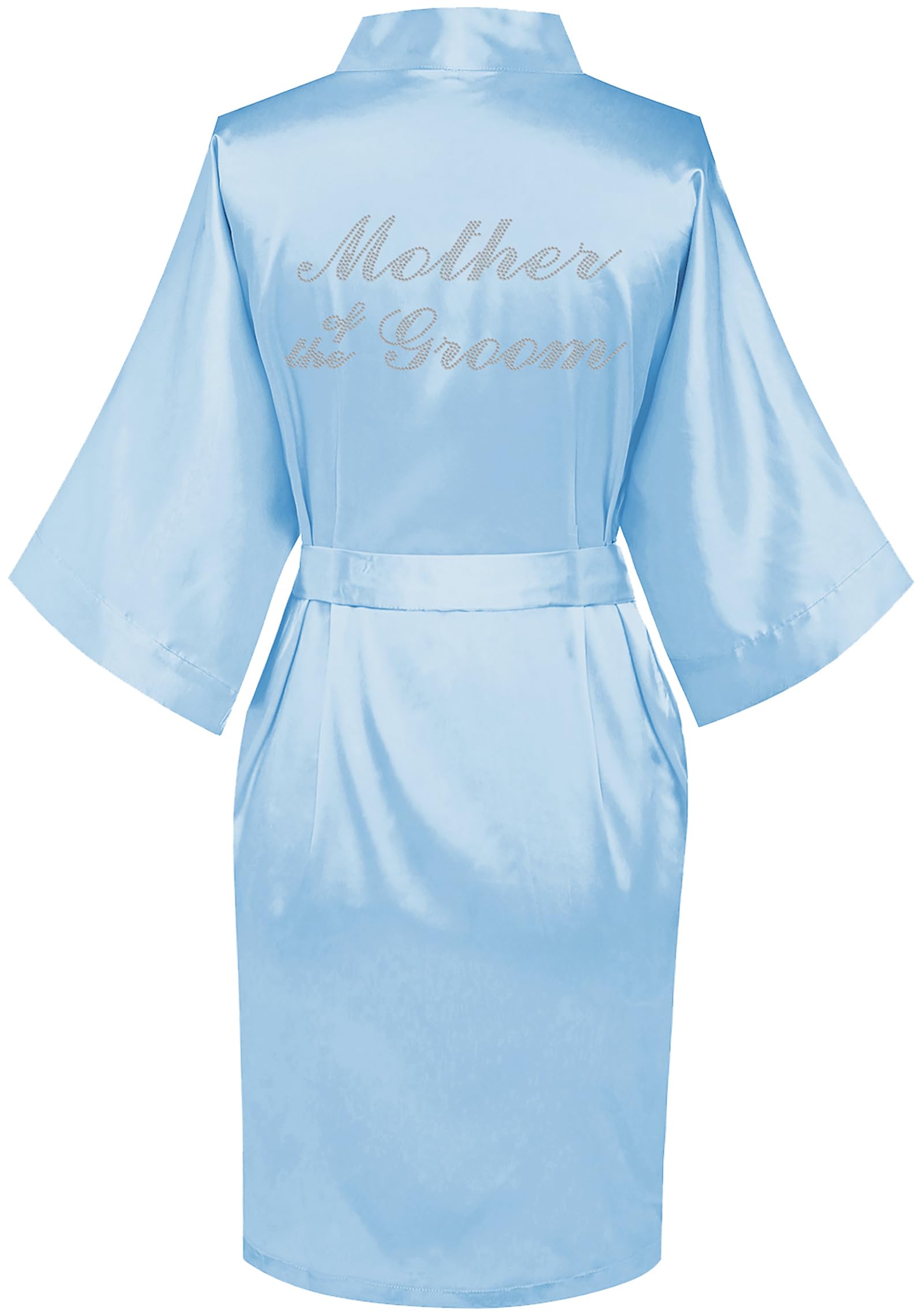 goodmansam Women's Silky Robes One Size Silver Rhinestones Bride Bridesmaid Sleepwear for Wedding Party Getting Ready