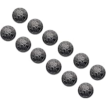 RECHERE 12 PCS Embossed Chinese Dragon Pattern Metal Shank Buttons Craft for DIYS Sewing Embellishment Black,18mm